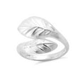 thumbnail image 3 of 925 Sterling Silver Oxidized Platinum Plated Magnolia Leaf Women Mother's Day Gift Ring, 3 of 4