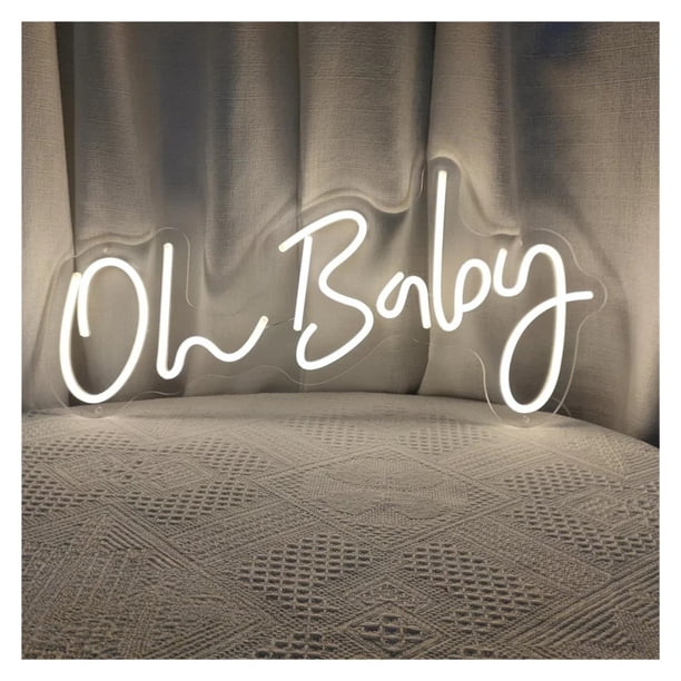 Letrero De Neón Oh Baby Con Luz LED Regulable, Alimentado Por USB Para Decorar Paredes De Dormitorios Hogares, Bodas Y Fiestas 40cmx20cm