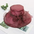thumbnail image 3 of Holzkary Derby Hats for Women Flower Wide Brim Sun Hat Fascinators Big Wide Brim Fedoras Sun Visor Cap Womens Summer Dress Hat Wide Leaf Flower Bridal Shower Hat Sun Hats Beach Hat Wine One Size, 3 of 3