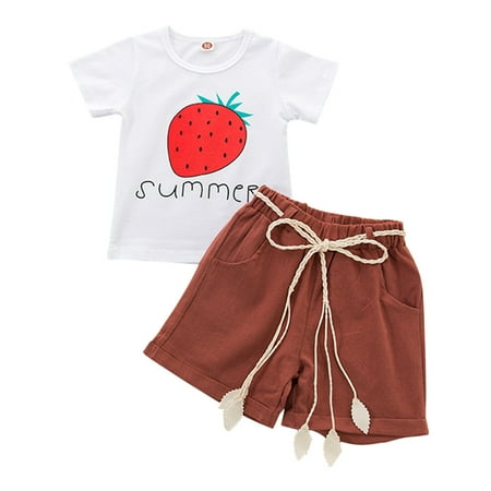 

Toddler Kids Baby Girl Clothes Summer Beach Short Sleeve Floral T Shirts Tops Shorts Outfits Clothes Set 0-4 Years