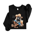 thumbnail image 7 of Howdy Funny Cowboy Raccoon Sweatshirt for Women Men & Kids Western Animal Crewneck Pullover Black Sweatshirt Adult X-Large, 7 of 7
