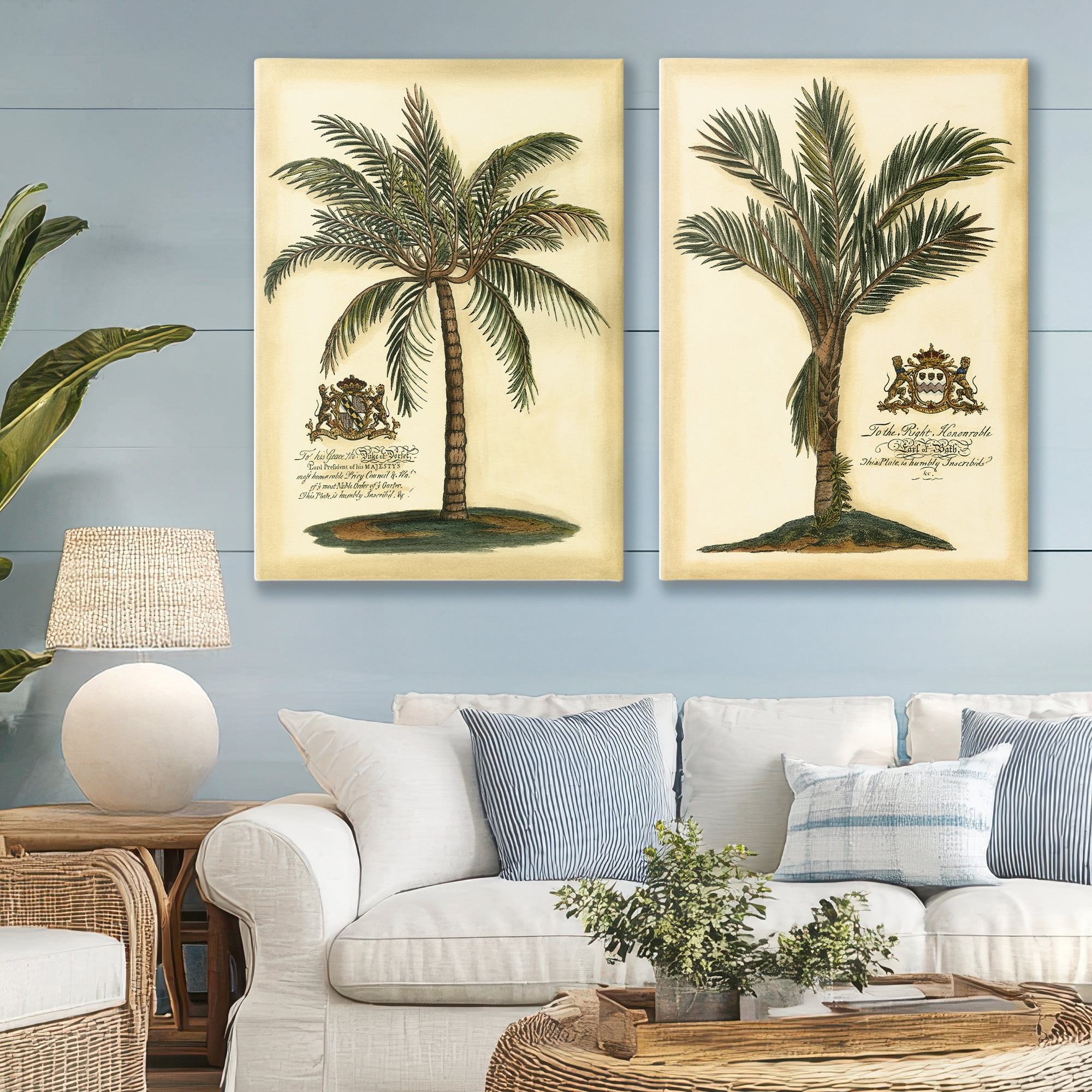Stupell Industries Vintage Historical Palms 2 Piece Canvas Wall Art Set, design by Vision Studio