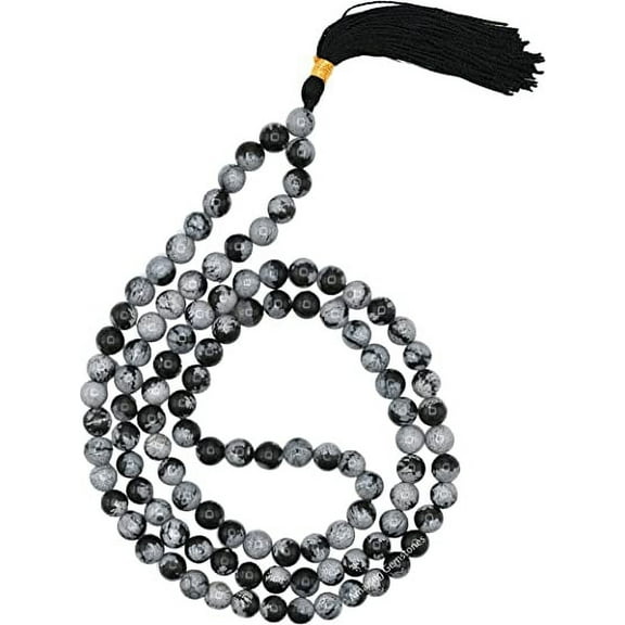 Snowflake Obsidian Mala Beads 108 Buddhist Prayer Beads Japamala