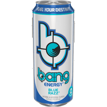 BANG Energy Drink, Blue Razz, 16 fl oz, Can pack of 2