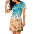 thumbnail image 2 of Balery Tropical Beach With Starfish Camisón de manga corta con cuello redondo para mujer, cómodo y elegante., 2 of 6