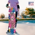 thumbnail image 4 of 31"x8" Pink Leopard Complete Skateboards for Beginners, Double Kick 7 Ply Maple Deck colorful vibrant design jungle Skateboard with Wheels, Gifts for Kids Teens, 4 of 8