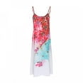 thumbnail image 4 of Pisexur Robe Grande Taille pour Femmes Ensemble Deux Pièces Robes d'Été - Été Décontracté Imprimé Floral Col Rond Sans Manches Jupe Unie Robe Maxi en Chiffon, 4 of 6