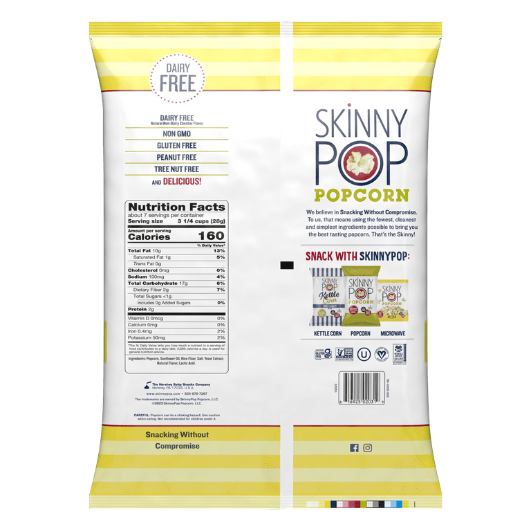 Skinnypop Dairy Free White Cheddar Popcorn 1PACK