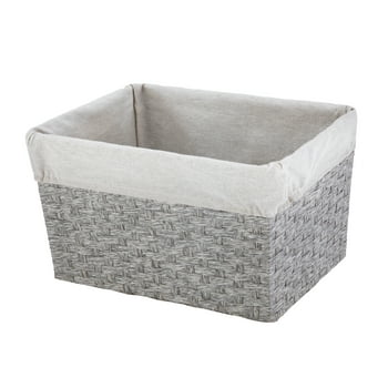 Mainstays Gray Paper Rope Medium Storage Basket with Liner and Handles