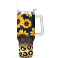 thumbnail image 2 of Yellow Leopard-print Sunflower 40 Oz Tumbler with Handle Lid and Straw, Stainless Steel Double Walled Vacuum Insulated Cup, Cute Birthday Gifts Tumbler for Women Men Friends, 2 of 7