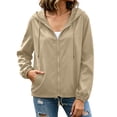 thumbnail image 2 of ClodeEU Women's Long Sleeve Zip Water Resistant Hiking Hood Jacket ,Casual Outdoor Coat Khaki,Women's Plus XL, 2 of 8