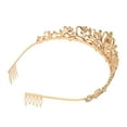 thumbnail image 3 of Couronne de Princesse en Or, Peigne Design Stable Réglable en Alliage Couronne de Princesse pour Mariage pour Fête, 3 of 8