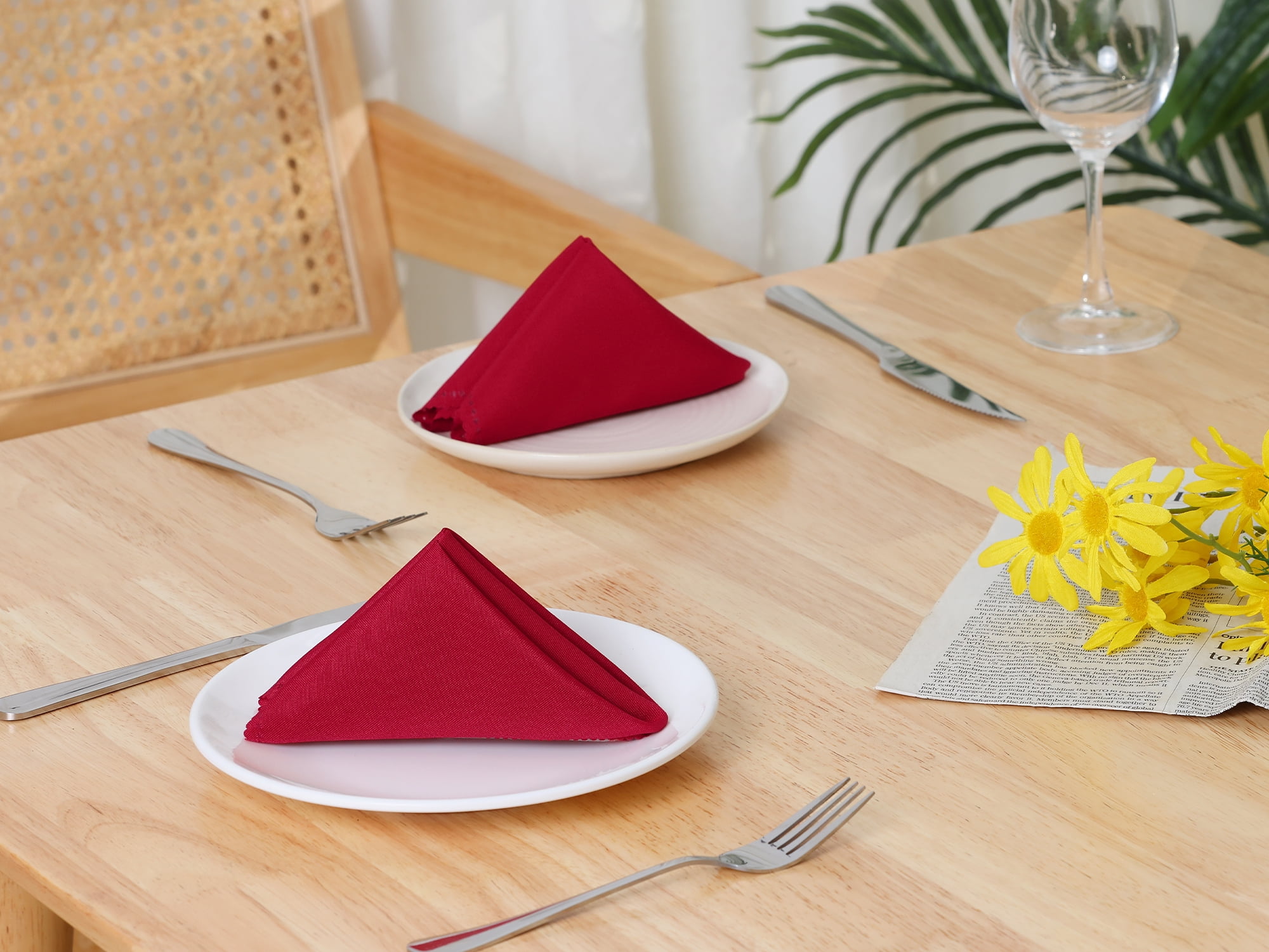 Unique Bargains 12 Pack Sateen Great Napkins for Party Wedding Restaurant Cocktail Banquet Red