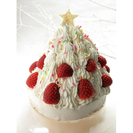 LAMINATED POSTER Strawberry Illumination Tree Fruit Cake Christmas Poster Print 24 x