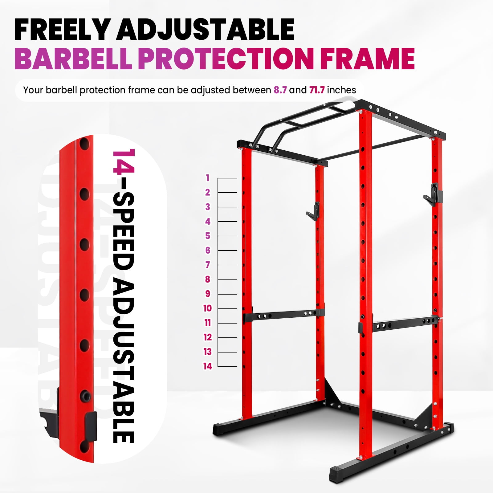 Multi-Function Squat Rack Stand, Adjustable Barbell Rack, Wide & Narrow Pull-Up Bar Dumbbell Racks for Home Gym Workouts