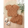 thumbnail image 3 of Liacowi 2 Pcs Baby Boy Girl Summer Outfit Sets Cotton Linen Sun Pattern Short Sleeve Tops Drawstring Waist Shorts, 3 of 8
