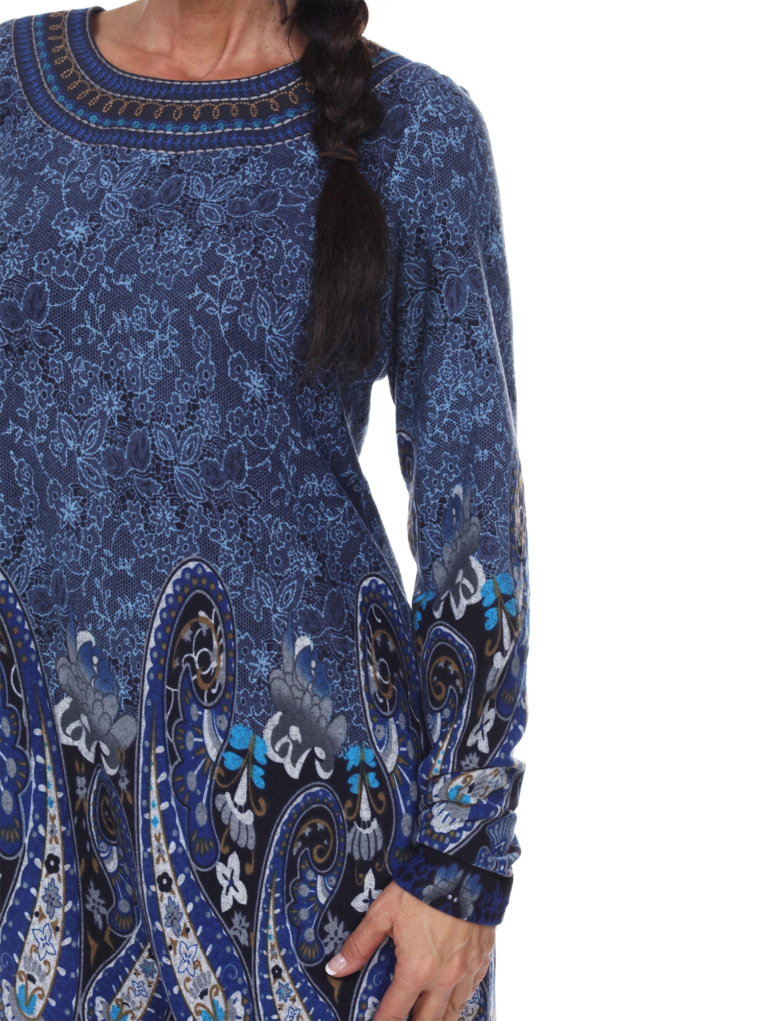 White Mark Women's Sandrine Embroidered Sweater Dress - Walmart.com