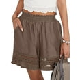 thumbnail image 6 of STARVNC Women Hollow Out Ruffle High Waisted Smocked Pocket Shorts, 6 of 7