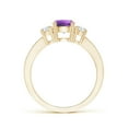 thumbnail image 2 of ANGARA Natural Classic Three Stone Amethyst and Diamond Ring in 14K Yellow Gold for Women (Size-6mm) | February Birthstone, Birthday, Anniversary, Jewelry Gift for Women | Natural Amethyst Ring, 2 of 9