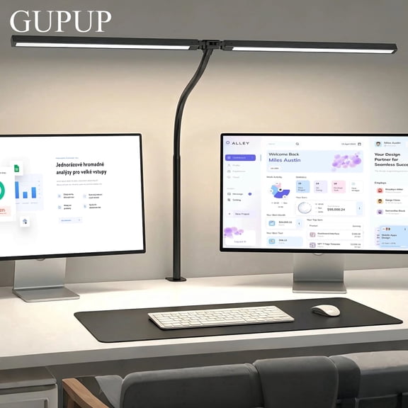 GUPUP LED Clip-on Desk Lamp, Eye Caring Dimmable Reading Light, Usb Power Adjustable Table Light for Home, Office, Dorm, Bedside, Kids Study