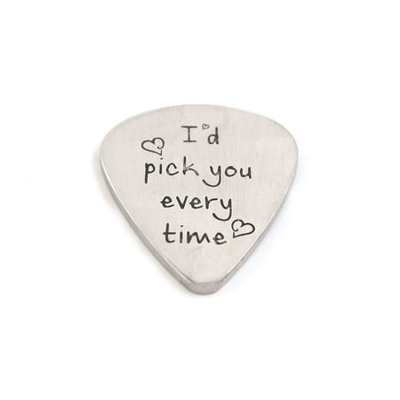 Lovers Pick - Hand Engraving Letters Titanium Steel Guitar Pick Personalized Metal Guitar Picks Plectrums for Guitar Lovers