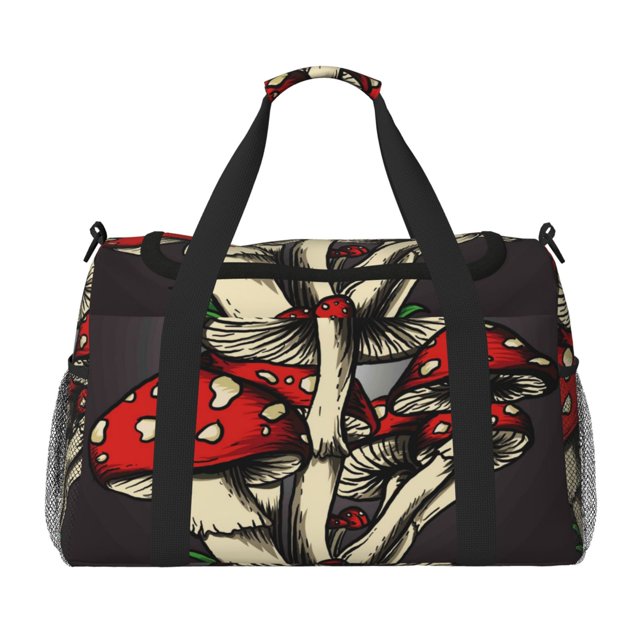 Easygdp Red Mushrooms Bolsa de Gimnasio, Bolsa de Viaje Duffel, Bolsa de Fin de Semana con Compartimentos, Bolsa de Mano para Noche