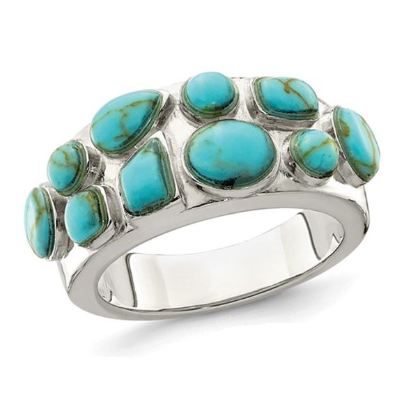 Sterling Silver Ring with Lab Created Turquoise