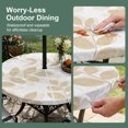 thumbnail image 5 of Round Outdoor Tablecloth with Umbrella Hole and Zipper, Cream Leaves Tablecloth with Elastic Waterproof, Summer Farmhouse Botanical Leaf Boho Branch Patio Table Covers for 36" - 44" Pool Tables, 5 of 9