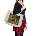 thumbnail image 2 of Peace Garden Shopping Bag, Tranquil Nature Scenery with a Stone Lantern and Water Basin Early Autumn Season, Eco-Friendly Reusable Bag for Groceries Beach and More, 15.5" X 14.5", Cream, by Ambesonne, 2 of 2