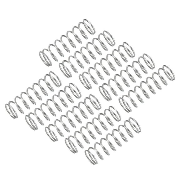 10Pack Compression Spring, 304 Stainless Steel 8mm OD 0.7mm Wire 25mm Length Mechanical Spring for Shop Home Repair Project, Silver Tone