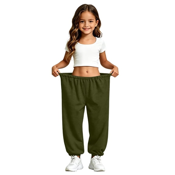 Kiijoy Girls Jogger Sweatpants Casual Active Relaxed Pants Trousers, Sizes 4-15