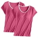 thumbnail image 1 of Pijama de manga corta para mujer, 2 piezas, color liso, cuello redondo, manga corta, con copa acolchada, ropa de casa, pijama de manga corta, pijama de modal para mujer., 1 of 2