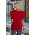 thumbnail image 5 of Wiholl Short Puff Sleeve Sweaters for Women Knit Tops 2026 Trendy Crewneck Striped T Shirts Casual Summer Blouses, 5 of 8