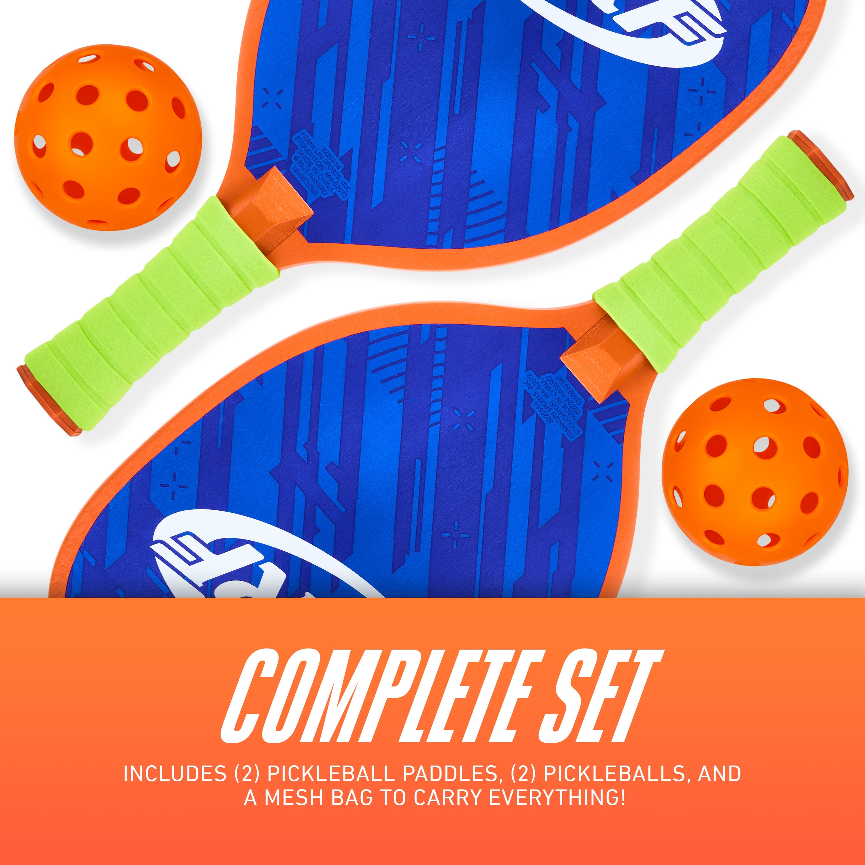 NERF 2 Player Pickleball Paddle Set - Youth Pickleball - (2) Wooden Paddles + (2) Pickleballs