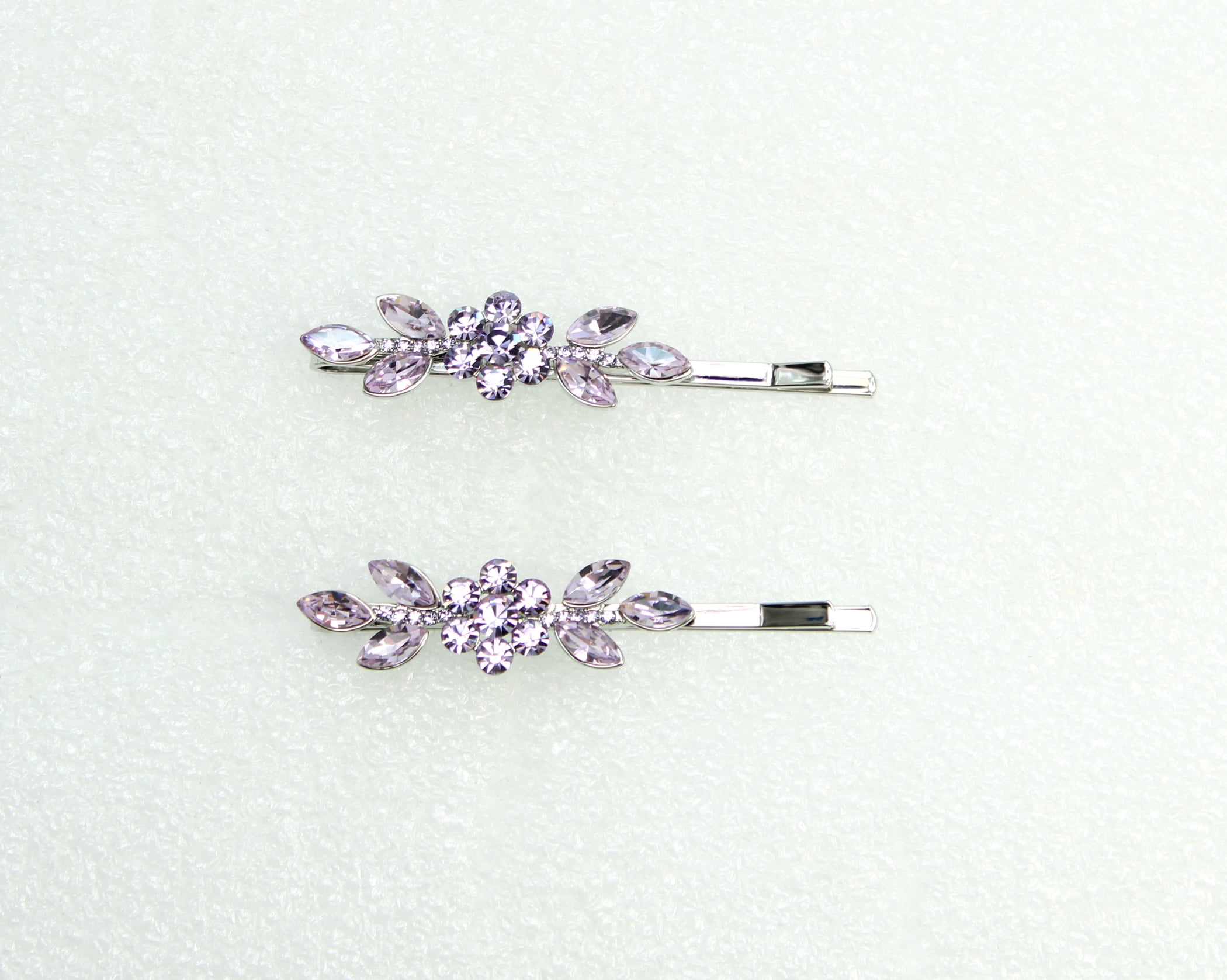 Faship A Pair Of Violet Light Purple Rhinestone Crystal Floral Hair Clip Pins 2 Pcs