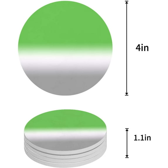 FMSHPON Green Gray Gradient Style Set of 8 Round Coaster for Drinks, Absorbent Ceramic Stone Coasters Cup Mat with Cork Base for Home Kitchen Room Coffee Table Bar Decor