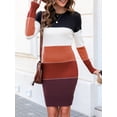 thumbnail image 5 of CUPSHE Women's Colorblock Bodycon Mini Sweater Dress,Sizes XS-XL, 5 of 8