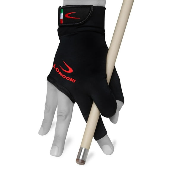 Longoni Black Fire 2.0 Billiard Pool Cue Glove - for Left or Right Hand - Black (XX-Large, for Right Hand)