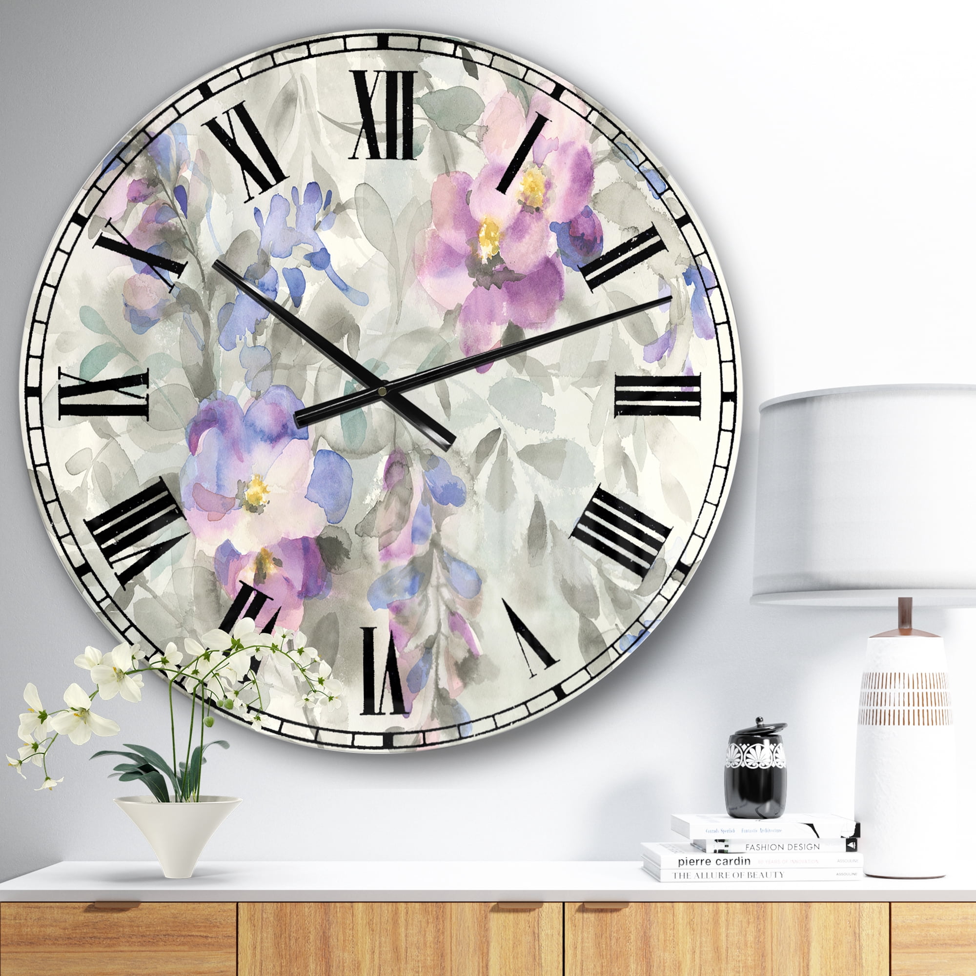 Designart 'Garden Dreams Flower' Farmhouse wall clock