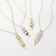 EVE'S ADDICTION Women's Gold Plated Two Round Pearl Peas in a Pod Necklace, 16 inches - Necklace for New Mom - Mother's Day Gift