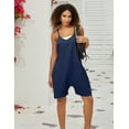 thumbnail image 2 of Lentta Women's Loose Short Overalls Summer Rompers Cotton Linen Adjustable Strap Shortalls Jumpsuits with Pocket (Navy-L), 2 of 5