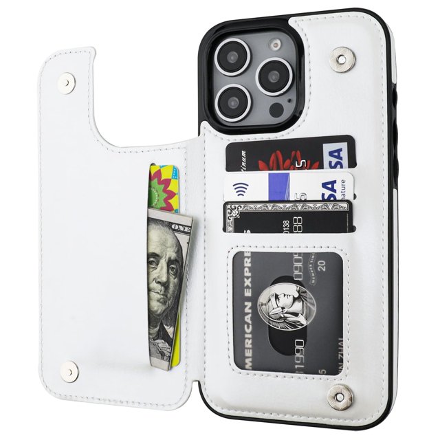 Funda tipo cartera Onetop compatible con iPhone 16 Pro Max, color blanco