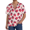 thumbnail image 3 of Vsdgher Strawberry Print Men's Wrinkle Free Untucked Cuban Shirt Business Casual Button Down Shirts Short Sleeve Shirt, 3 of 7
