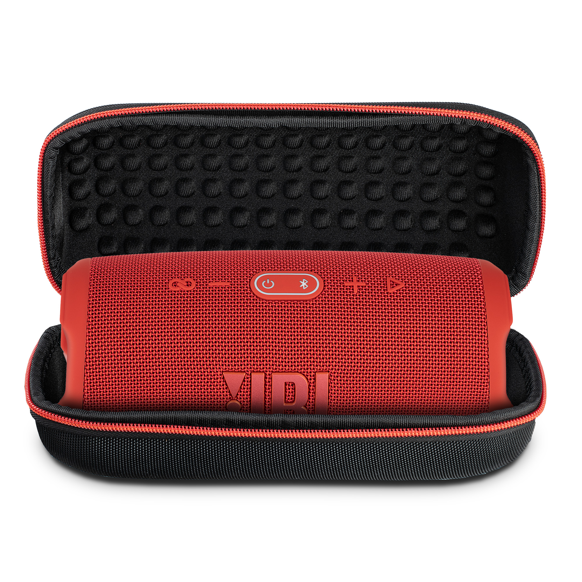 JBL Charge 5 Portable Bluetooth Speaker, IP67 Waterproof, 20 Hour Battery, Red Bundle with Travel Case (International Model)