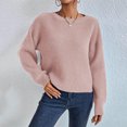 thumbnail image 6 of Women's Fashion Casual Crew Neck Pullover Long Sleeve Bolded Knit Sweater, Chunky and Warm, Great for Everyday Use and Seasonal Activities,Pink,M, 6 of 6