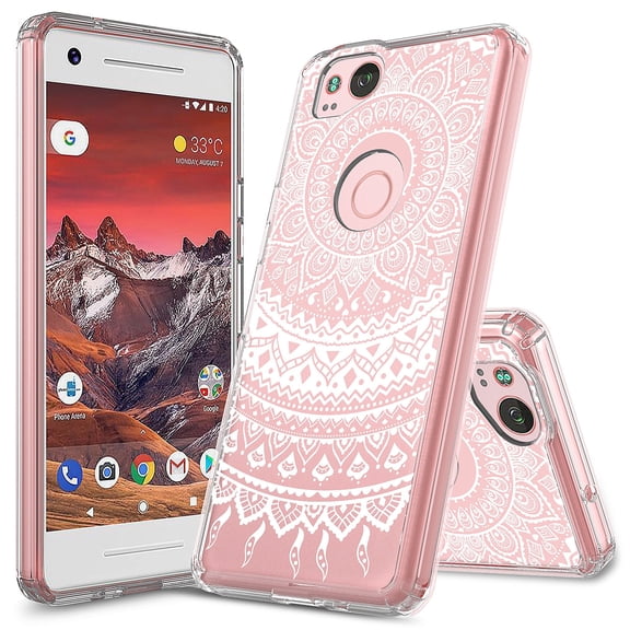 Pixel 2 Case, Rosebono Mandala Henna Pattern Designed Slim Shockproof Hard PC TPU Bumper Protective Armor Defender Cover for Google Pixel 2 (Mandala Henna)