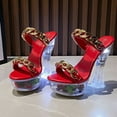 thumbnail image 2 of Women's Sexy Sandals 14cm High Heel Luminous Metal Buckle Flower Crystal Block 10365 Series LFD, 2 of 5