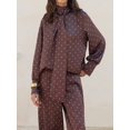 thumbnail image 6 of Women Tie Neck Blouse, Button Down Long Sleeve Bodysuits Top Professional Clothes Brown M, 6 of 8