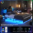 thumbnail image 6 of Aheaplus Queen Size Bed Frame with RGB LED Lights and Power Outlets, No Box Spring Needed Platform Bed with Storage Upholstered Headboard, 6 of 7