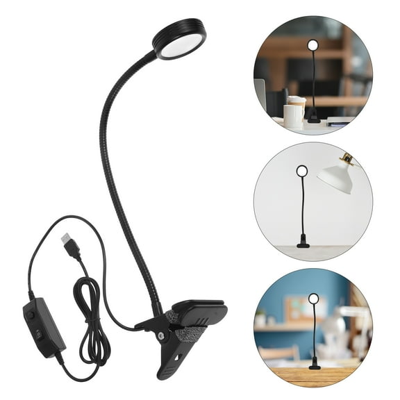 KALLORY 1Pcs Metal Led Desk Lamp with Clamp for Reading in the Dark 3W LED 5500-6000K Color Temperature